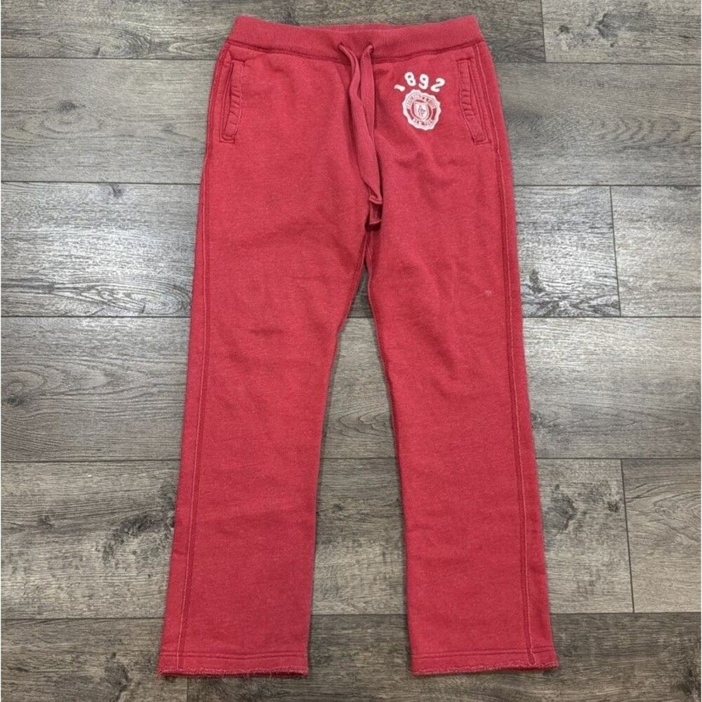 Abercrombie & Fitch Men's Red Sweatpants Size M 1892 Distressed Straight Leg